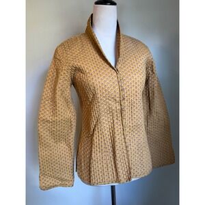 Mustard Yellow Floral Quilted Cotton Jacket S whimsi dainty  Festival cottage